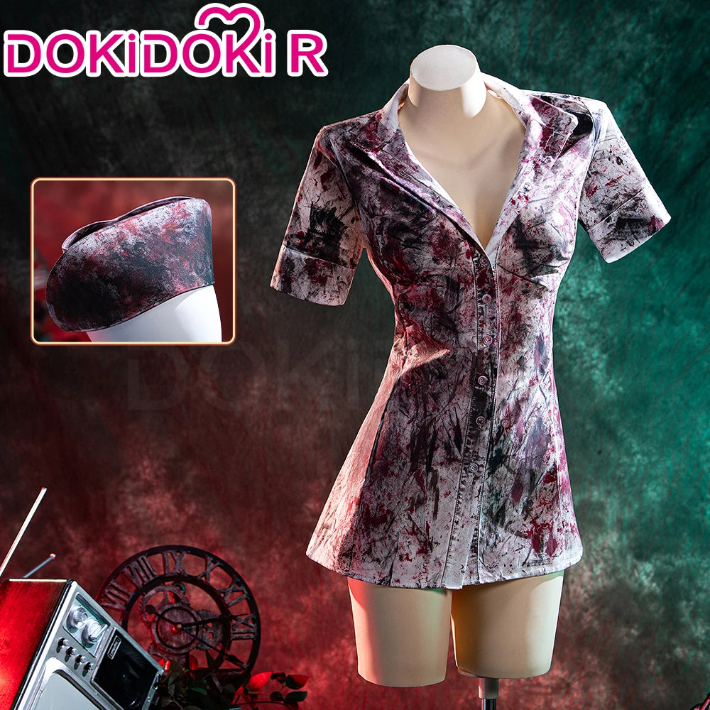 IN STOCK Bubble Head Nurse Cosplay Costume Game Cosplay【XS-3XL】DokiDoki-R Women Halloween Bloody Nurse Dress Mask Plus Siz