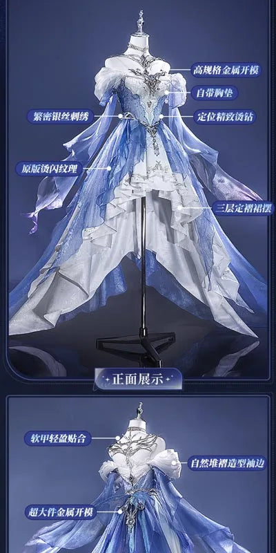 Love and Deepspace MC Cosplay Costume Deepsea Waves Dress Heroines Uniform Carnival Outfit Headwear Halloween Party Women Girls