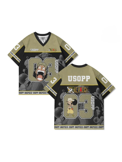 03 Jersey One Piece USOPP Anime Y2k Korean Style Kpop Baseball Hockey T-shirt Fashion Streetwear Anime Daily Unisex Tops Tees