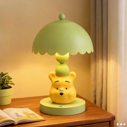 Cute Disney Winnie Pooh Bedroom Bedside Lamp Anime Figure Table Lamp USB Plug 3 Color Dimming Living Room Study Atmosphere Light