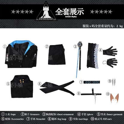 Arknights Aefanyl Logos Cosplay Costume Wig Uniform Earrings Ears Rhodes Island Elite Operator Halloween Party Women Men iCoser