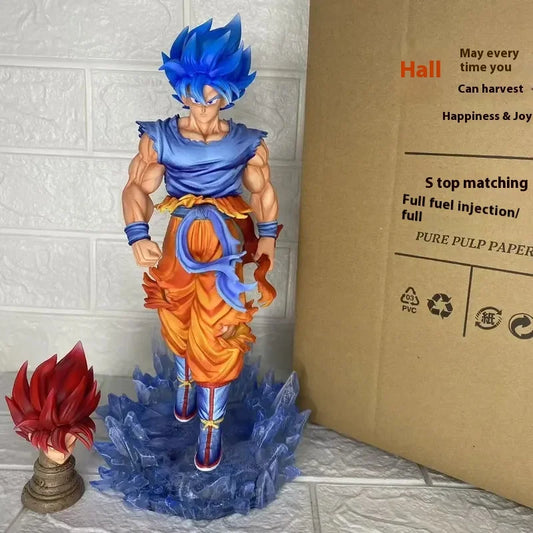 Jt Goku Statue Dragon Ball Z Super Saiyan Goku Figure Replace Head Led Base  Model Toy Gifts Luminous Statue Anime Toy Ornament