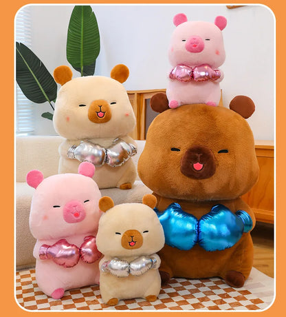 Plush Capybara Boxing Toy Stuffed Animal Cute Cuddly Pillow Decor for Kids Birthday Xmas Gift Wholesale Plush Toy Stuffed Animal