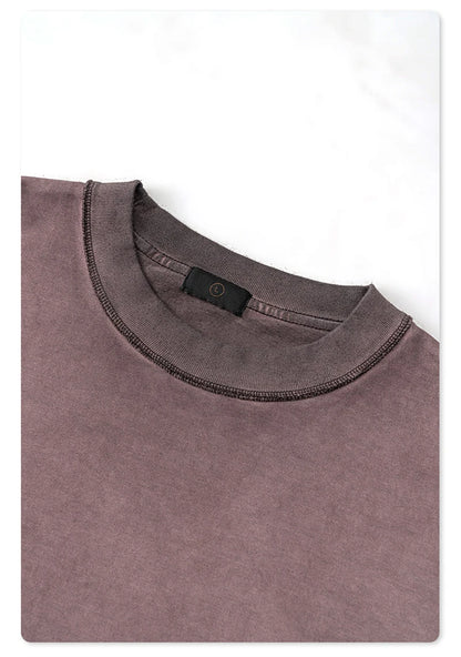 ZODF 2024 Autumn Men's Washed Cotton T-Shirt Unisex Oversized Distressed 250gsm Long Sleeve O Neck T Shirts Tees HY0921