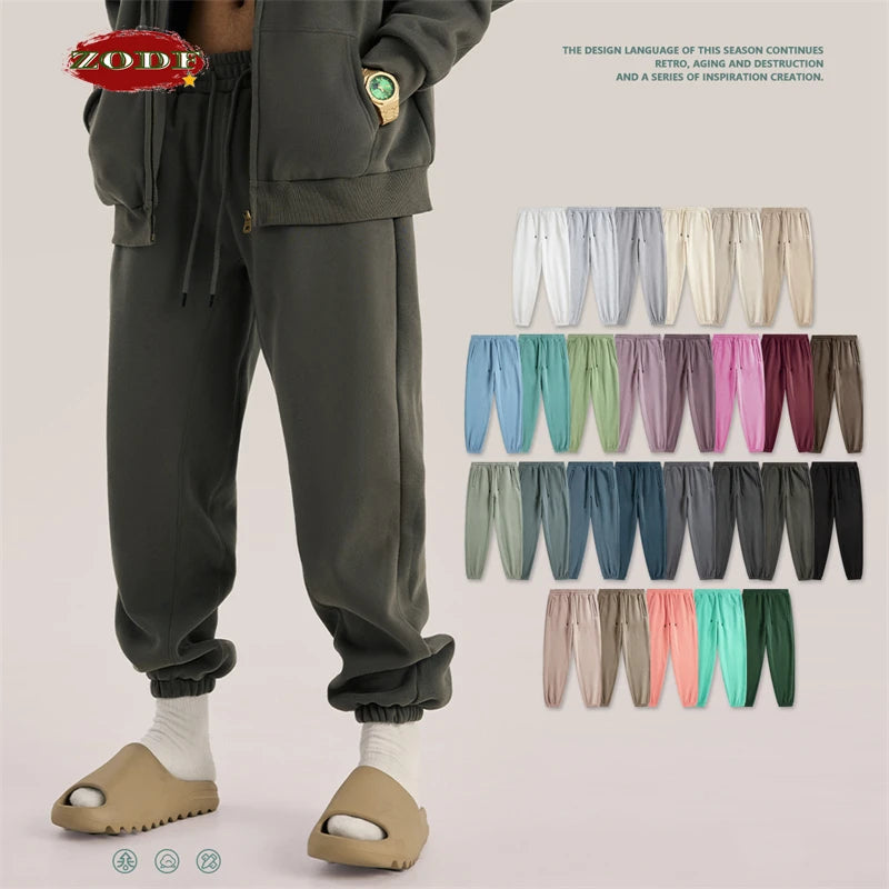 ZODF Unisex 345gsm Fleece Sweatpants Loose Fit Retro Hip Hop Winter Joggers HY0005
