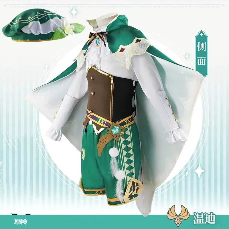 Genshin Impact Venti Cosplay Costume Set Adult Cotton Polyester