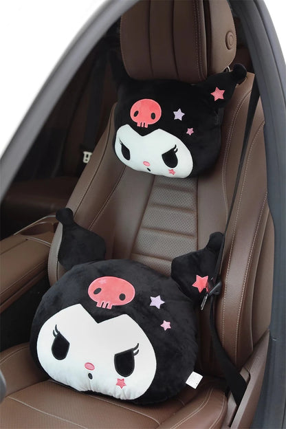 Kuromi My Melody Pillow Stuffed Anime Kuromi Car Headrest Safety Seat Belt Cover Cushion Cartoon Car Decoration Girl Gifts