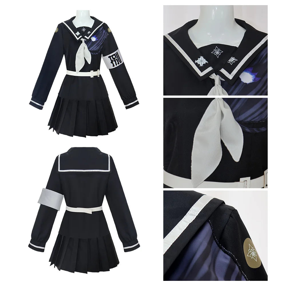 The Hundred Line Kako Tsukumo Cosplay Costume Wig Battle Uniform Skirt Hairband Last Defense Academy Halloween Party for Women