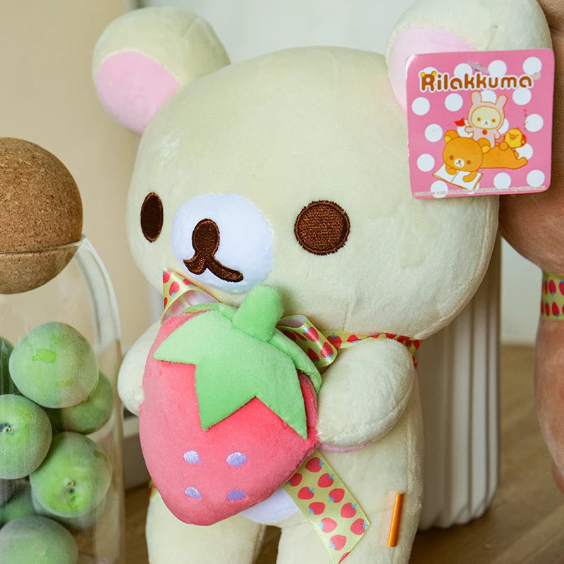 strawberry Rilakkuma Plush Doll Cartoon Bear Toy Kawaii Rilakkuma Room Decor Teddy Bear Plushies Cute Couple Bear Xmas Gift