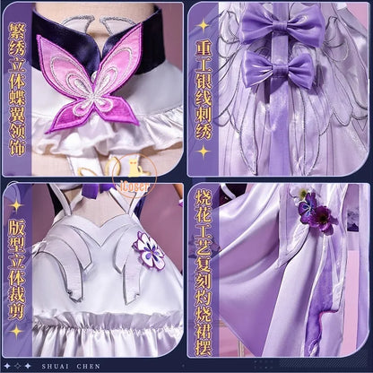 Honkai Star Rail Castorice Cosplay Costume Wig Dress Earrings Headwear Halloween Party for Women Girls Carnival Game Cos Props