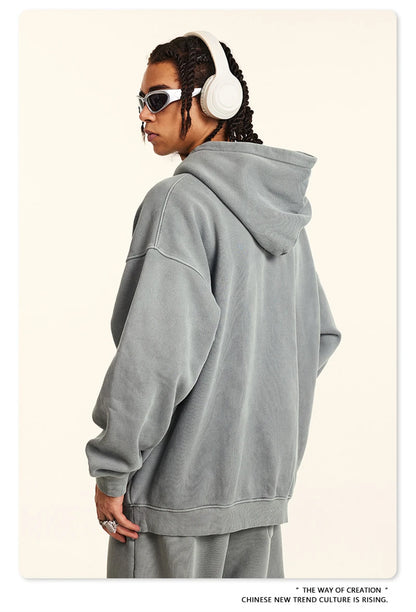 ZODF 2024 Winter Unisex Washed Fleece Hoodies 360gsm Warm Loose Retro Hooded Sweatshirts HY0870