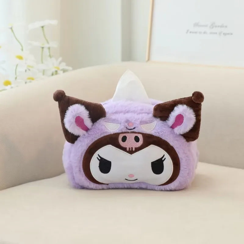 Sanrio Kuromi My Melody Cinnamoroll Cute Plush Storage Bag Plush Tissue Box Plush Makeup Bag Multifunctional Package