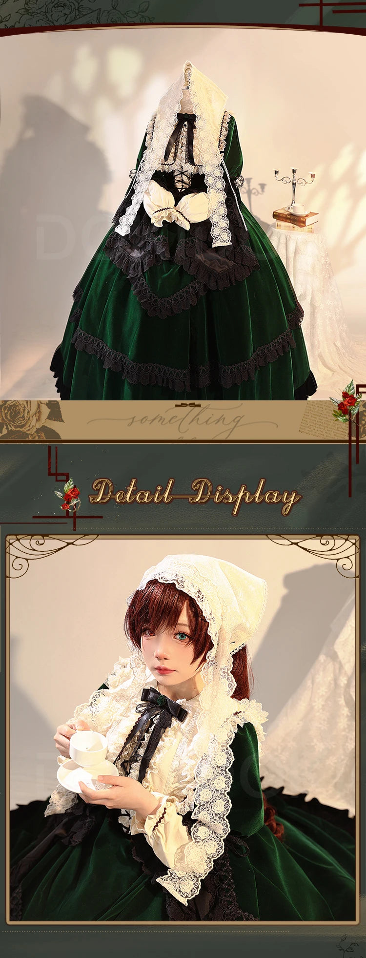 Suiseiseki Cosplay Costume Anime Rozen Maiden Cosplay DokiDoki-R Suiseiseki Cosplay Wig Women Long Green Dress Costume