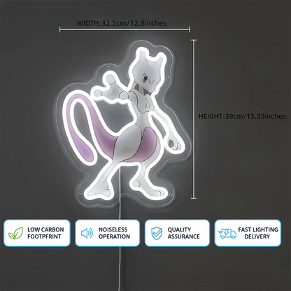 Custom Anime Pokemon Mewtwo Acrylic Neon LED Light Artwork for Home Festival Decor Party Bar Hotel Salon Business Shop,Etc.