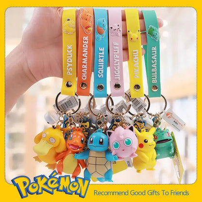 Pokemon Keychain Pikachu Bulbasaur Jigglypuff Anime Action Figure Toys Kawaii Souvenir Psyduck Doll Gift for Kids Birthday Party