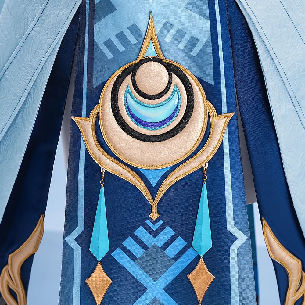 Genshin Impact Lauma Cosplay Costume Wig Dress Uniform Headwear Earrings Frostmoon Scions Halloween Party for Women Girls iCoser