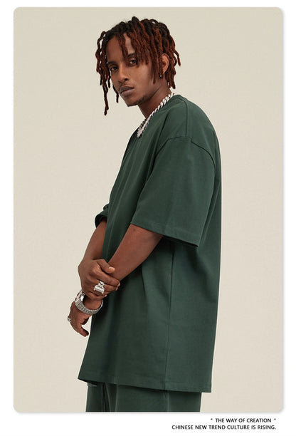 ZODF New 2025 Heavy Weight 305gsm Solid Cotton T Shirts For Men Unisex Summer Oversized Noshrink Basic T-Shirt Brand Tops HY0475