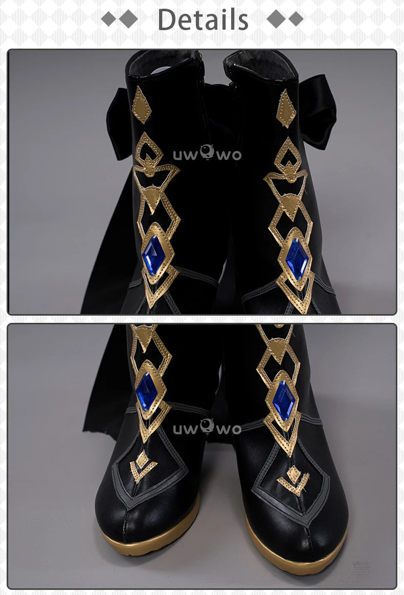 UWOWO Genshin Impact Navia Cosplay Shoes Fontaine Rococo Style Dress Cospaly Shoes Boots