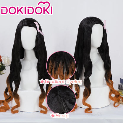 IN STOCK Kamadoo Nezukoo Cosplay Costume Anime DokiDoki-SR Women Pink Kimono Nezukoo Halloween Cosplay Wig Props