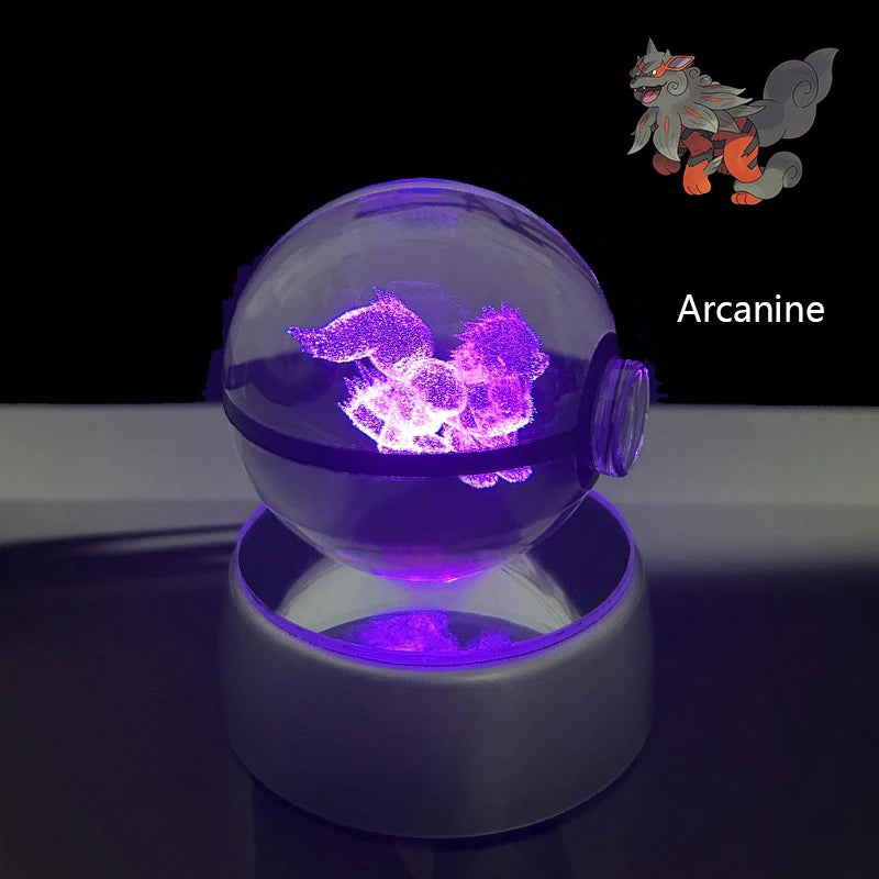 Pokemon 3D Crystal Ball Glastrier Charizard Eternatus Froakie Anime Game Pokeball Led Night Light Base Birthday Gift Home Decora