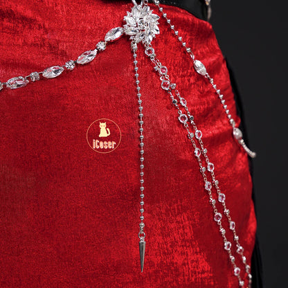 Love and Deepspace MC Cosplay Costume Midnight Waltz Red Dress Heroines New Skin Outfit Sylus Halloween Party for Women Girls