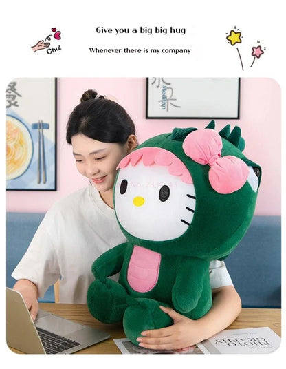 35cm Aoger Hello Kitty Cos Dinosaur Kawaii Cartoon Plush Doll Toys Soft Throw Pillow Back Cushion Girls Birthday Toyd Gifts