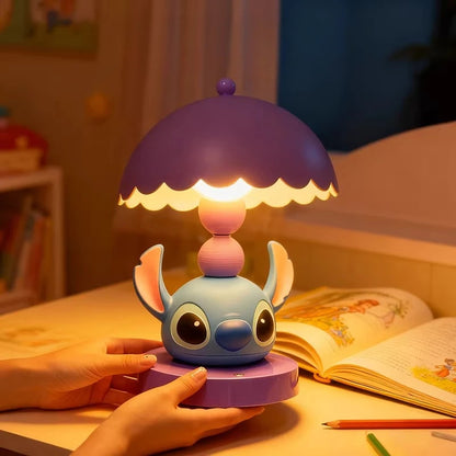Cute Disney Lilo&Stitch Bedroom Bedside Lamp Anime Figure Table Lamp USB Plug 3 Color Dimming Living Room Study Atmosphere Light