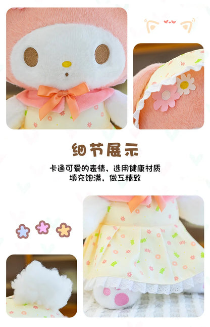 Cute Pastoral Girl Plush Toy Pink My Melody Doll Sleeping Hugging Gift for Kids Birthday Christmas Present for Girls Comforting