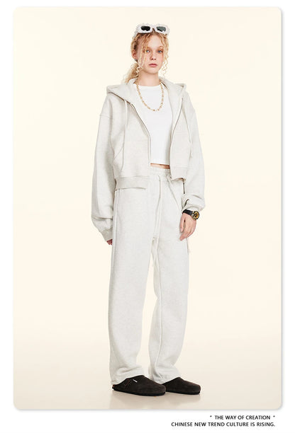 ZODF 2024 Winter Women Zipper Crop Hoodies Female Girls Solid 345gsm Warm Fleece Short Hooded Zip-Up Coat HY0911