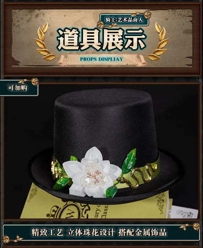 Identity V Art Dealer Cosplay Costume Wig Uniform Knight Richard Sterling Glasses Hat Roy Ramit Halloween Women Men Carnival Cos