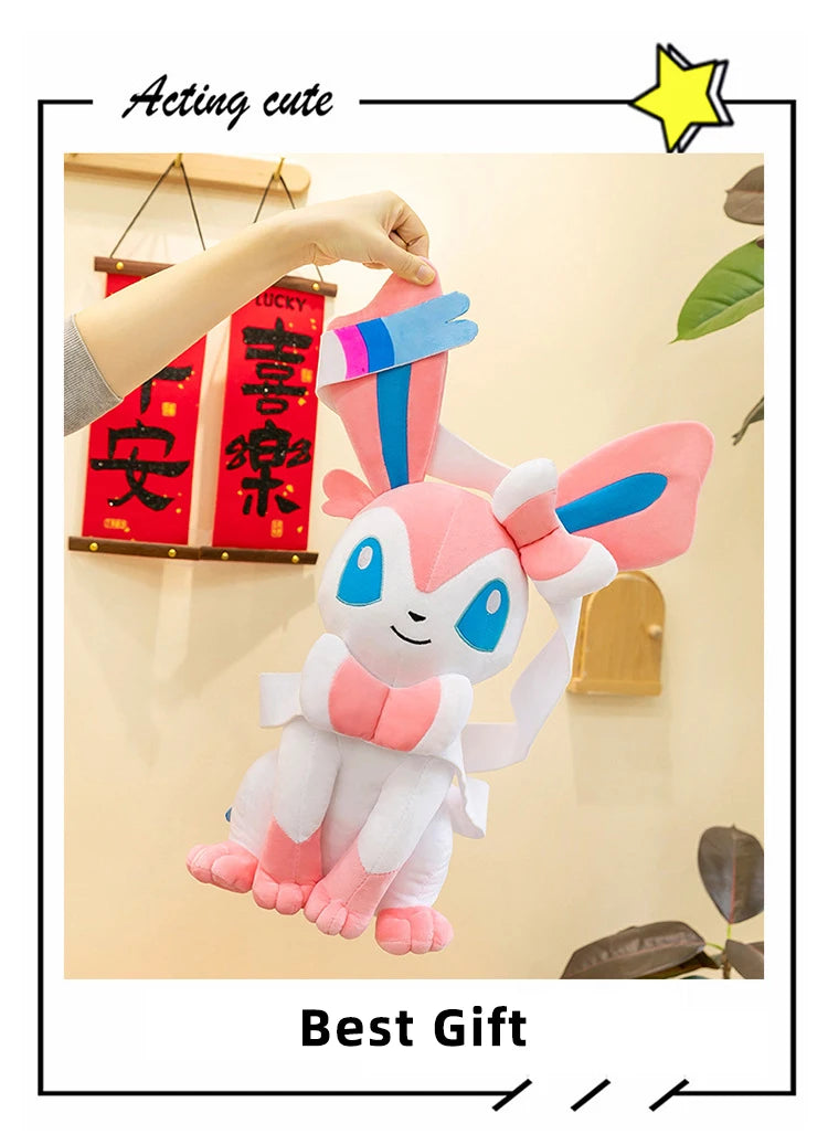 25/75cm Sylveon Pokemon Plush Toys Large Anime Doll Pillow Cartoon Eevee Pokémon Plushie Kawaii Stuffed Gift for Kids Birthday