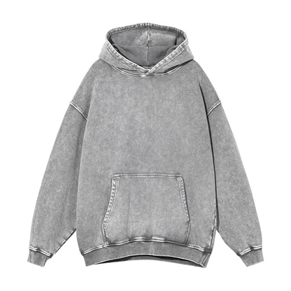 ZODF Autumn Winter Men 420gsm Heavyweight Washed Cotton Hoodie Streetwear Sweatshirt HY0307 - GRAY / XXL / China