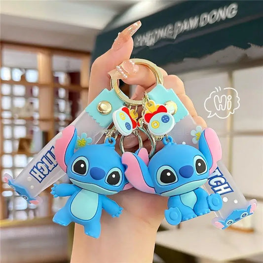 New Anime Disney Keychain Mickey Mouse Minnie Lilo & Stitch Cartoon Keyring Key Chain Car Pendant Kids Toys Gift Wholesale