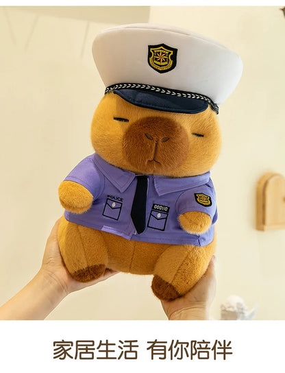 New Kawaii 50cm Plush Toy Capybara Police Stuffed Animal Pillow Cute Plush Doll for Kids Birthday Christmas Gift