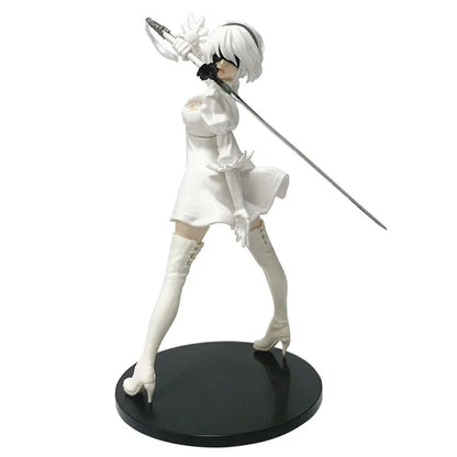 Hot 18CM Yorha 2B Black and White Series Anime Figure PVC Collectible Action Figures Model Doll Statuette Gift