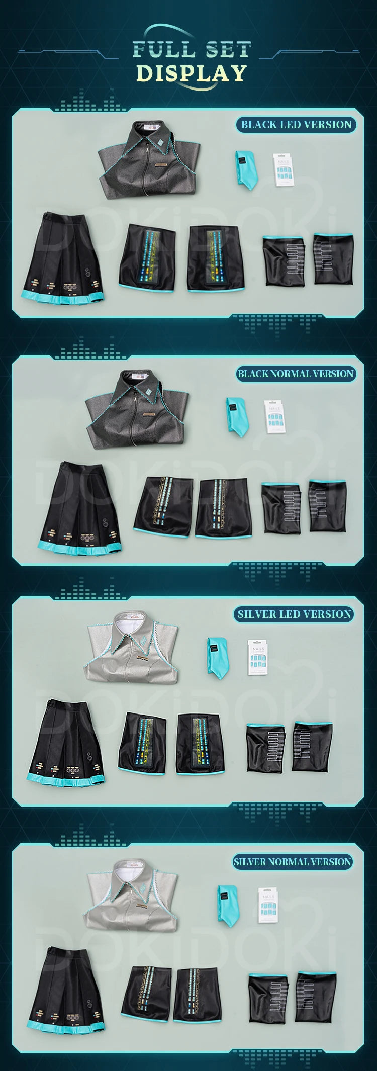 IN STOCK MIKUU Cosplay Costume Game Cosplay DokiDoki-R【S-2XL】Mikku Cosplay Women Cute Costume MIKUU LED Costume Plus Size