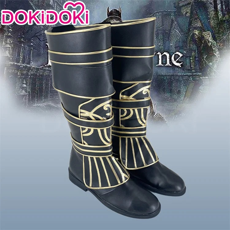 The Doll Gehrman Lady Maria Cosplay Shoes Game Bloodborne Cosplay DokiDoki Men Hunter Black Brown Boots Gehrman Halloween Shoes