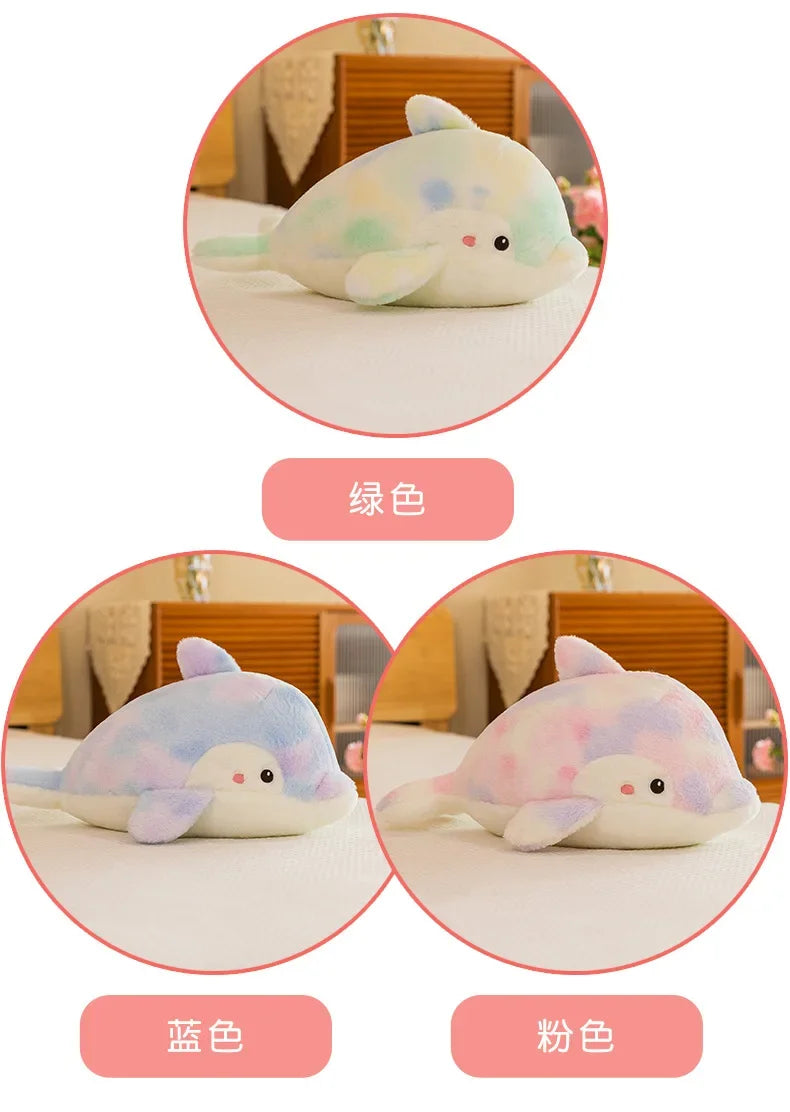 50-80cm Kawaii Fantastic Rainbow Colorful Plush Dolphin Stuffed Animals Doll Decoration Birthday Gifts Soft Pillow Children Gift