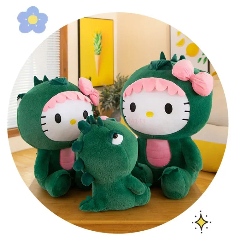 35cm Aoger Hello Kitty Cos Dinosaur Kawaii Cartoon Plush Doll Toys Soft Throw Pillow Back Cushion Girls Birthday Toyd Gifts