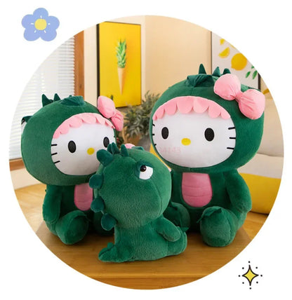 35cm Aoger Hello Kitty Cos Dinosaur Kawaii Cartoon Plush Doll Toys Soft Throw Pillow Back Cushion Girls Birthday Toyd Gifts