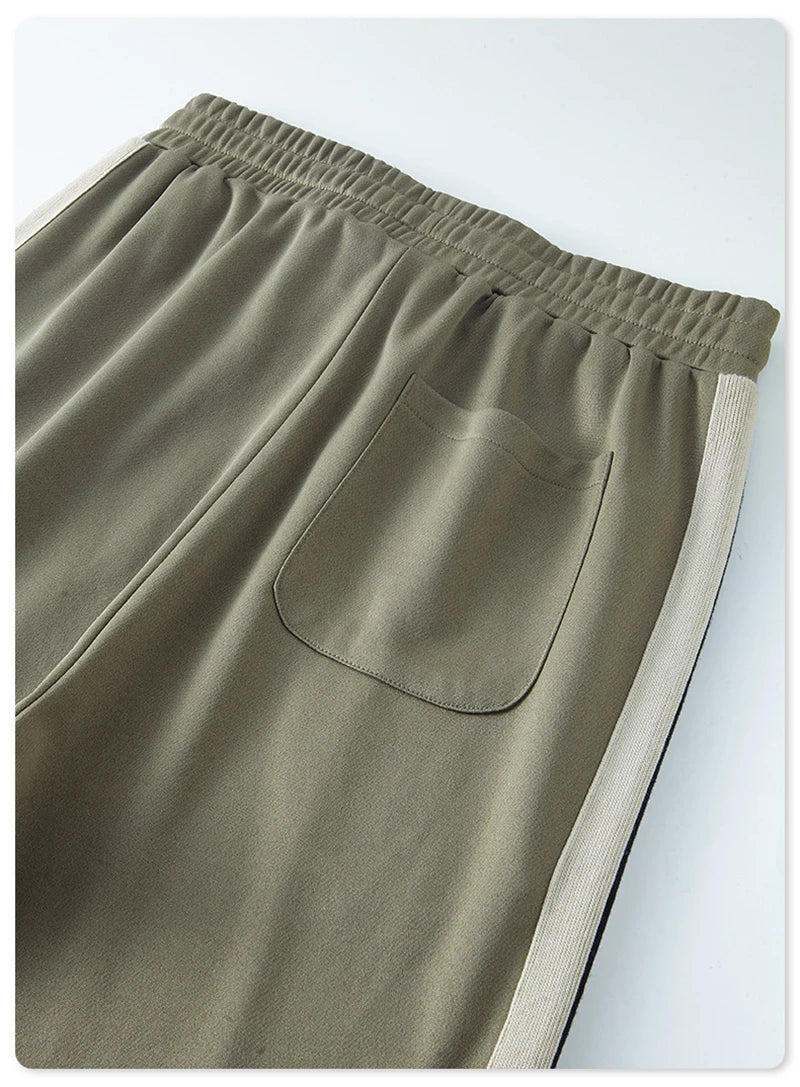 ZODF Spring Summer 275GSM Basic Side Webbing Trousers For Men Unisex American Retro Casual Sports Straight Pants HY0540