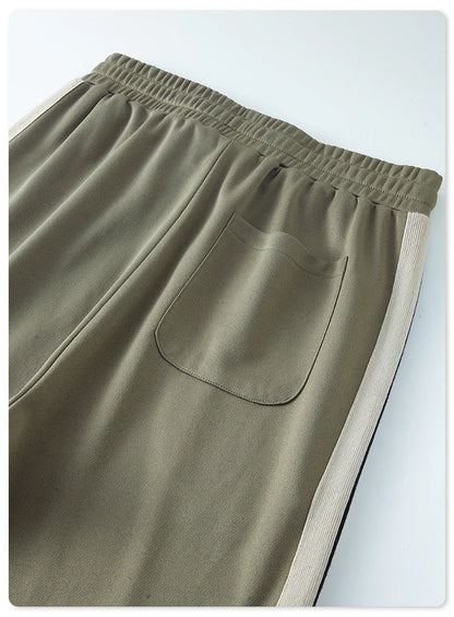 ZODF Spring Summer 275GSM Basic Side Webbing Trousers For Men Unisex American Retro Casual Sports Straight Pants HY0540