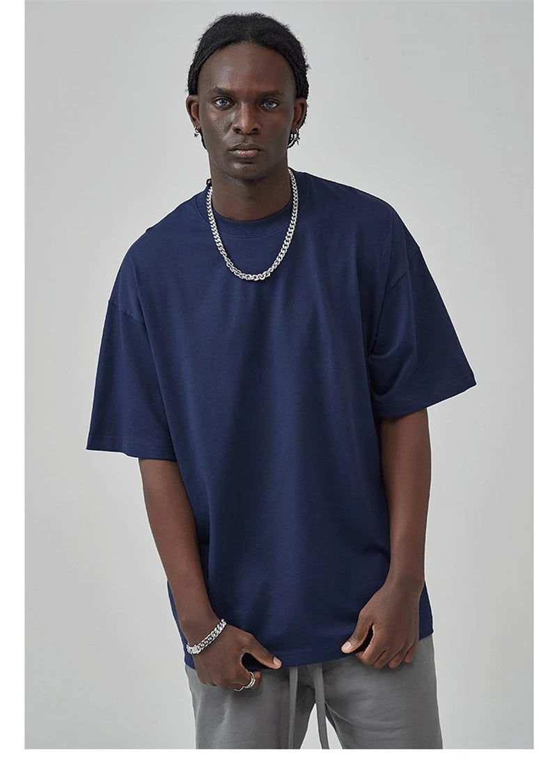 ZODF 2025 Spring Summer Men Solid 100% Cotton T-Shirts Unisex Women Loose 230gsm Noshrink Basic T Shirt Brand Tops HY0151