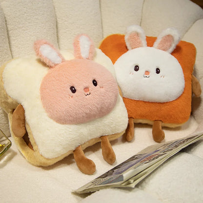 Plush Bread Pillow Kawaii Food Pig Rabbit Fox Toast Soft Doll Hand Warmer Home Decoration Cushion Kids Toys Birthday Gift