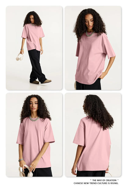 ZODF New 2025 Spring Summer 235gsm Solid Cotton T-Shirts For Men Women Unisex Loose Basic T Shirt Tees Brand Tops HY0970