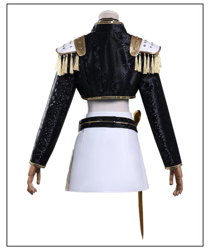 KPop Demon Hunters Mira Cosplay Costume Black Gold Skirt Huntrix Golden Uniform Headwear Halloween Party for Women Girls Props