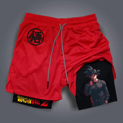 Dragon Ball Anime Men's Shorts Double Layer 2-in-1 Shorts Graphic Print Streetwear Summer Autumn Fitness Running Sports Pants