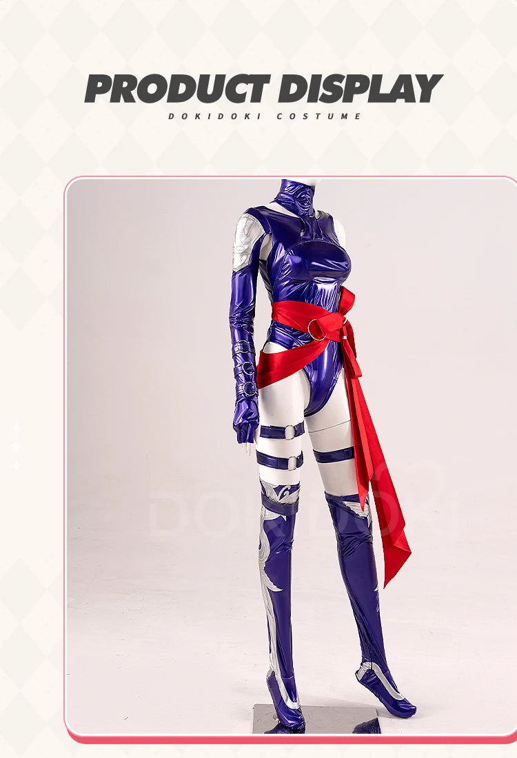 Psylockee Cosplay Costume Game【XS-3XL】DokiDoki-N Women Purple Bodysuit Dress Cosplay Plus Size