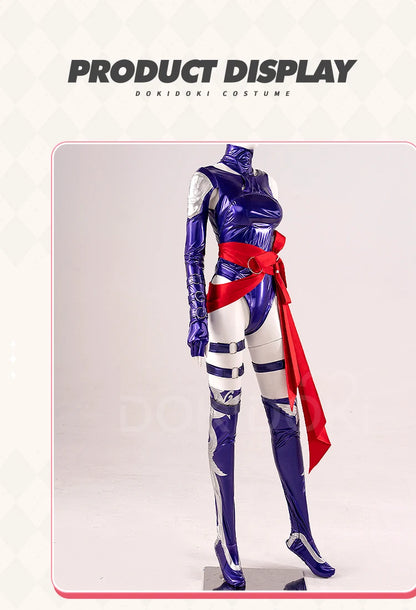 Psylockee Cosplay Costume Game【XS-3XL】DokiDoki-N Women Purple Bodysuit Dress Cosplay Plus Size