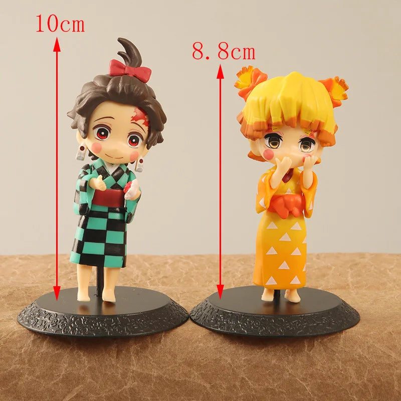 6pcs/set Anime Demon Slayer Kimetsu no Yaiba Kamado Tanjirou Agatsuma Zenitsu Hashibira Inosuke Action Figure PVC Model Toy Gift